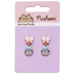 Pusheen Naušnice - viseće s ružičastim mašnama, pozlaćene Cene