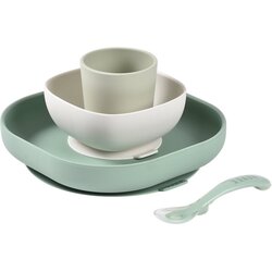 Beaba 4-Piece Silicone Dinner Set komplet pribora za jelo Sage Green / Misty Green 4 kom Cene