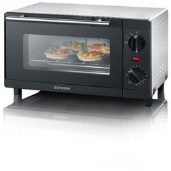 Severin TO2052 Minibackofen 800 Watt schwarz-silber, 9 Liter Cene