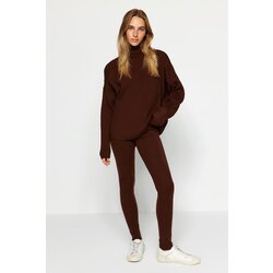 Trendyol Brown Wide Fit Turtleneck Knitwear Bottom-Top Set Cijene