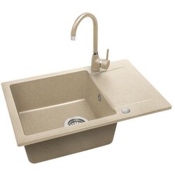 LAVEO Granitni sudoper Celebes set s miješalicom i sifonom, bež 65x44 cm Cene