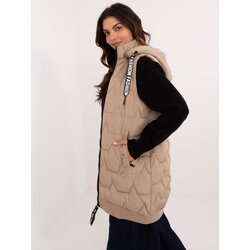 Fashion Hunters Beige long quilted vest with zipper Cene