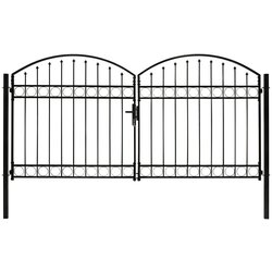  Dvojna vrata za ograjo zaobljena jeklo 300x150 cm črna Cene