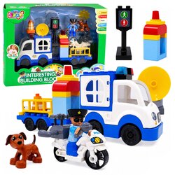 City Police Car Set with Motorized Bricks, Figures, Accessories Cene