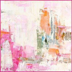 Malerifabrikken Tiskana/s ručno oslikanim elementima slika s okvirom/na platnu 102x102 cm New Age Pink – Cene