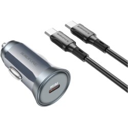 Borofone Auto Punjač sa kablom 1m Type-C to Type-C BZ26 Searcher single port PD30W Type-C car set gray Cene