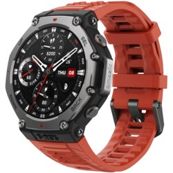 Amazfit t-rex 3 lava 3.81 cm (1.5) amoled 48.5 mm digital 480 x 480 pixels touchscreen black, stainless steel gps (satellite) Cene