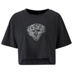 Ed Hardy Majice brez rokavov Tiger glow crop top black Črna Cene