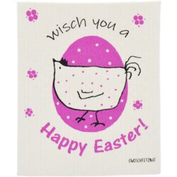 OWOSCHFETZN Gobasta krpa "Happy Easter Hen Berta" - roza Cene