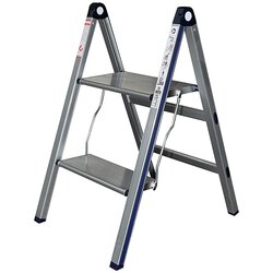 STABILOMAT aluminijasta gospodinjska lestev 2+1 (delovna višina: 2,18 m, nosilnost: 150 kg) Cene