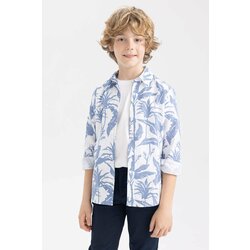 Defacto Boy Floral Pattern Linen Look Long Sleeve Shirt Cene