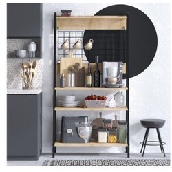 Hanah home Barista - Sapphire Oak, Black Sapphire OakBlack Coffee Bar Cabinet Cene