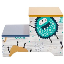 Kinder Home Dječje stolče-stuba od drva s 2 stuba, mjestom za pohranu i ručkom za prenošenje - MONSTER Cene