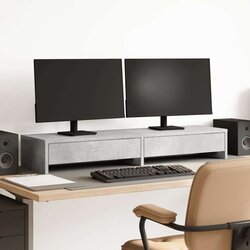  Stalak za monitor ladicama siva boja betona 100x27x15 cm drveni Cijene