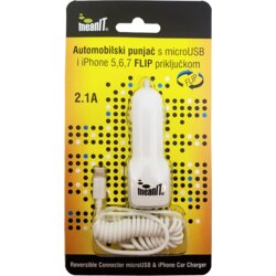 Meanit Auto punjač za pametne telefone i iPhone, 2.1A, FLIP konektor Cene