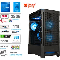 MEGA Računalnik MT S8 i7-12700KF/RTX5060Ti/32GB/1TB/750W/Brez OS/črna RGB + Estetski napajalni kabli [Svetlo modra / Črna], (5000273654) Cene