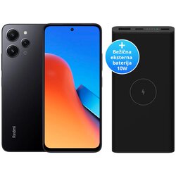 Xiaomi redmi 12 mobilni telefon 8GB/256GB, midnight black + eksterna baterija 10W, 10000mAh, crna Cene