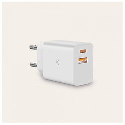 Ksix zidni punjač 20W PD, dual USB-A + USB-C, bijeli Cene