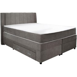 CARRYHOME POSTELJA BOXSPRING 140 cm x 200 cm , tekstil, leseni material siva Cene