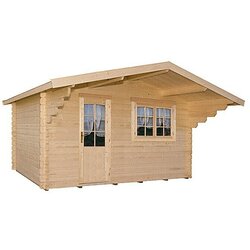 KIEHNHOLZ Vrtna hiška Östersund (Zunanje dimenzije vključno s strešnim previsom (Š x G): 437 x 423 cm, Les, Rjava) Cene