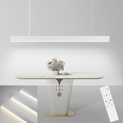 Nettlife LED viseča svetilka, bela, moderna, premer 107 cm, aluminij, 32 W, zatemnilna z daljincem, linearna oblika, (22122998) Cene