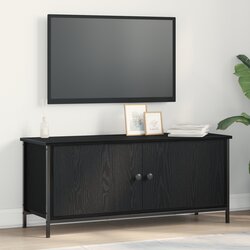 vidaXL Crna hrastova TV komoda Crna hrastovina Iverica, Metal Cijene