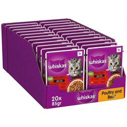 Whiskas Vlažna hrana za odrasle mačke, Piletine i govedina, 85gr, 20 komada Cene