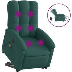 Maison Chic Električni masažni naslanjač - Relax naslanjač s funkcijo vstajanja temno zelen, (22062287) Cene