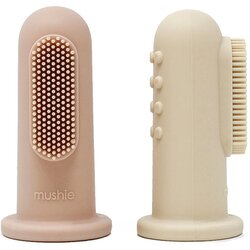 Mushie Finger Toothbrush otroška zobna ščetka za na prst Shifting Sand/Blush 2 kos Cene