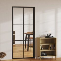 Furnova Notranja vrata ESG steklo in aluminij 93x201,5 cm črna, (21944537) Cene