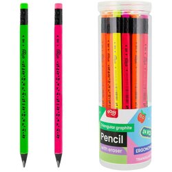  Fluorescentni jumbo olovke s grafitnom jezgrom | trokutaste | s gumicom | 24 kom Cijene