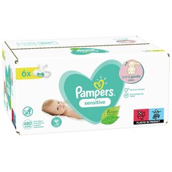 Pampers vlažilni robčki Sensitive 6x80 kos (480 kos) Cene