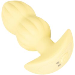 Cuties Mini - rebrasti vibracijski analni čep (rumen) Cene