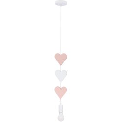 Candellux Lighting Bela/rožnata otroška svetilka s kovinskim senčnikom Hearts – Cene