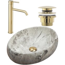 REA Bath SET LINDA STONE + PIPA VISOKA LUNGO L.GOLD + ČEP L.GOLD Cijene