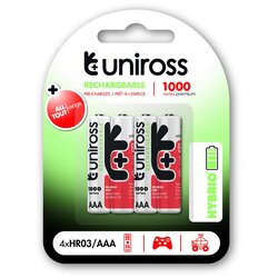 Uniross Polnilna baterija AAA Ni-Mh UH4AAA1000 (4 kom), (21533618) Cene