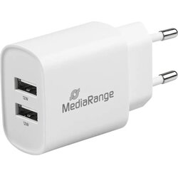 Mediarange zidni adapter za brzo punjenje, 12W (EU-utikač), 2x USB-A, bijeli, MRMA114 Cene