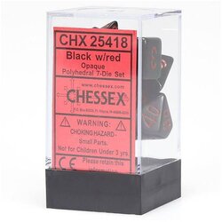 Chessex kockice - opaque - polyhedral - black & red (7) Cene