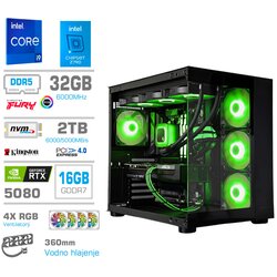 MEGA Računalnik MT S5 i9-14900KF/RTX5080/32GB-DDR5/2TB-4.0/1050W/Brez OS/črna RGB + Estetski napajalni kabli [Zelena / Črna], (5000130885) Cene