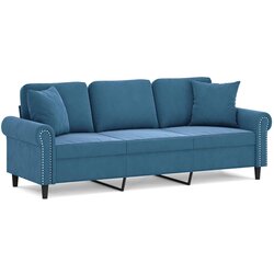 Maison Chic kavč - Sofa - Kanape trosed z okrasnimi blazinami moder 180 cm žamet, (21727664) Cene