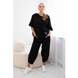 Kesi Włoski Cotton set blouse + trousers black Cijene