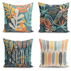 Minimalist Cushion Covers Komplet 4 prevlek za okrasne blazine Colorful Leaves, 45 x 45 cm Cene