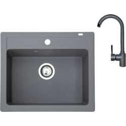 Metalac x quadro 60 usadna sudopera + baterija za sudoperu roto, siva Cene
