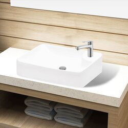 vidaXL bijeli keramički umivaonik with Faucet Hole White Cijene