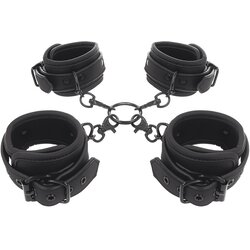 Fetish Submissive Ankle and Wrist Cuffs & Hogtie Set Vegan Leather Cene
