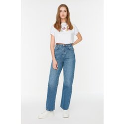 Trendyol Blue Waist Detailed High Waist 90's Wide Leg Jeans Cene