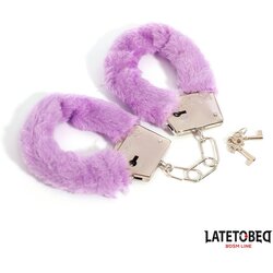 LateToBed BDSM Line Lisice metalne obložene lila plišem Cene