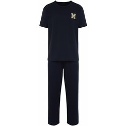 Trendyol Men's Navy Blue Short Sleeve Printed Regular Fit Pajama Set Cene