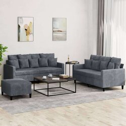 vidaXL 3-dijelni set sofa s jastucima tamnosivi baršunasti Cijene