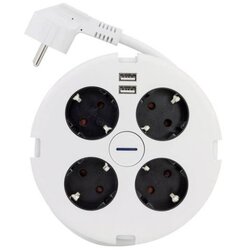 REV RITTER Podaljšek PowerDisc (1,4 m, s 4 vtičnicami, 3500 W, s dvema USB, bel) Cene